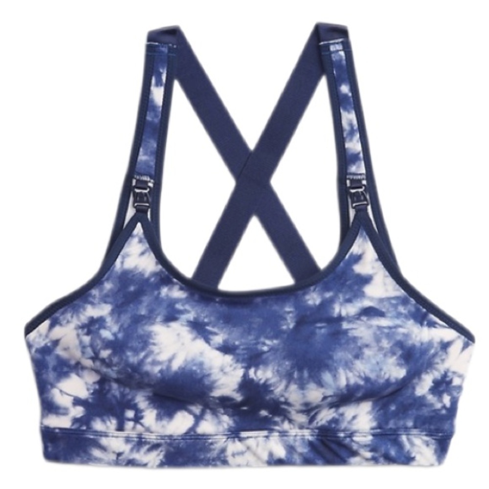 Gapfit Low Impact Maternity Nursing Sports Bra S Blue Off White Convertible